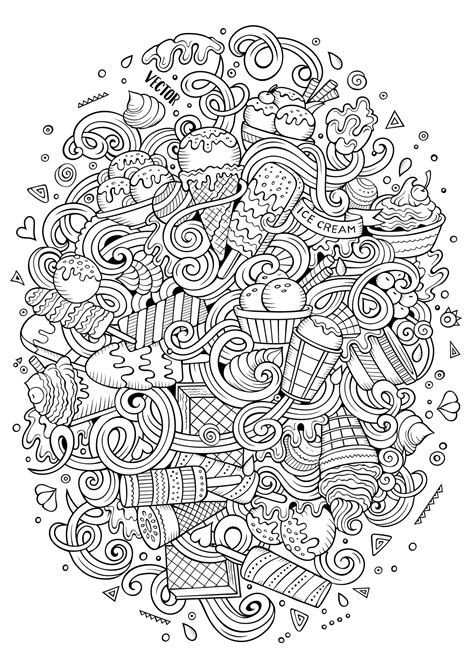 Ice cream assembly - Cupcakes Adult Coloring Pages