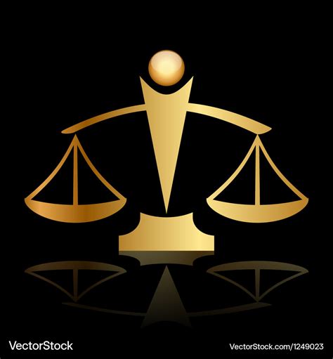 Gold Icon Of Justice Scales On Black Background Vector Image