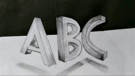 How To Draw Abc In 3d From Graphite Pencils Step By