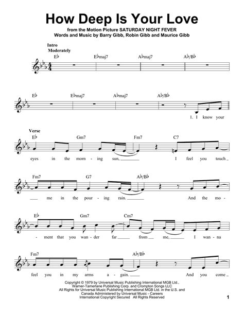 How Deep Is Your Love Pro Vocal Print Sheet Music Now