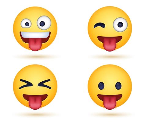 Cara De Emoji Loco Loco Con Lengua Sacada O Emoticono Guiño Divertido