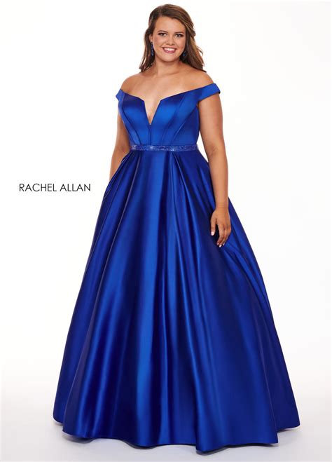 French Novelty Rachel Allan Curves 6670 Off Shoulder Plus Size Gown