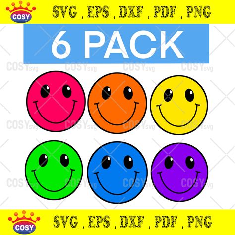 Smiley Face Svg Smiley Png Happy Face Svg Rainbow Smileys