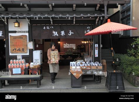 Japan, Hida, Takayama, Miyagawa morning market, shop Stock Photo ...