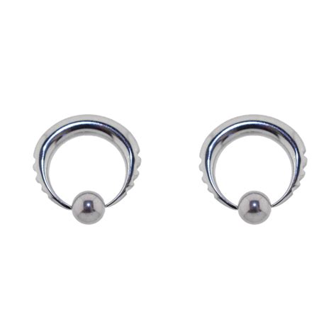 Pair Of Steel Notched Captive Bead Ring Cbr Earrings Gauge Ebay