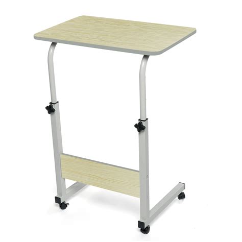 Rolling Laptop Table Portable Mobile C Shaped End Table With
