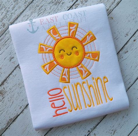 Hello Sunshine Machine Embroidery Design Etsy