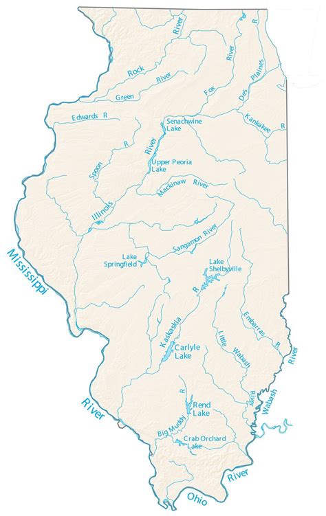 Illinois Lakes And Rivers Map Gis Geography