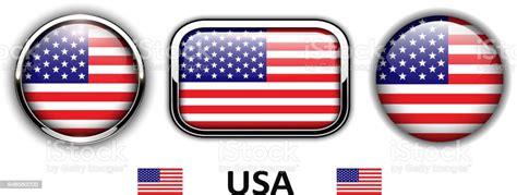 Usa American Flag Buttons Stock Illustration Download Image Now