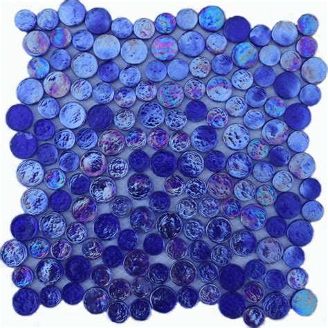 Cobalt Blue Irredescent Reflection Rippled Glass Mosaic