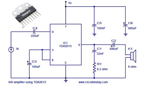 Audio Power Amplifier Circuit Using Hi Fi Audio Amplifier Ic Tda2613