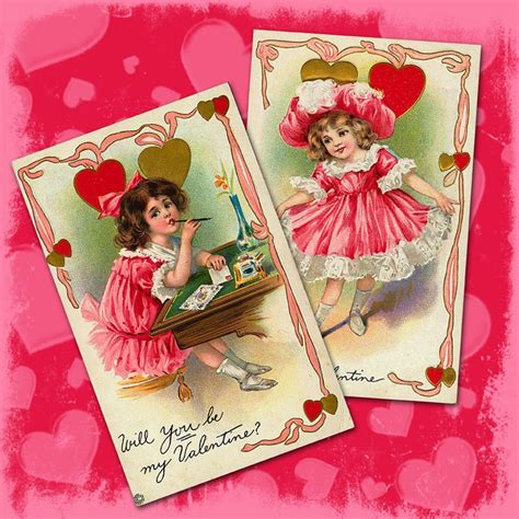 Vintage Valentine Downloadable Collage Sheet 3 Etsy