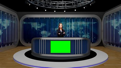 News 039 Tv Studio Set Virtual Green Screen Background Psd Datavideo
