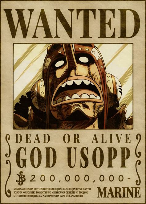 Usopp Bounties Metal Poster Print Mecha Nime Displate Gambar