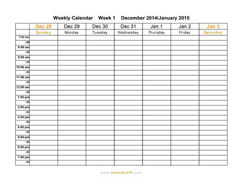 Weekly Calendar Printable Blank Weekly Calendar Monthly Calendar