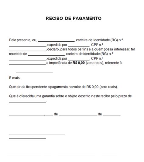 Recibo De Pagamento Simples Modelo Word E PDF