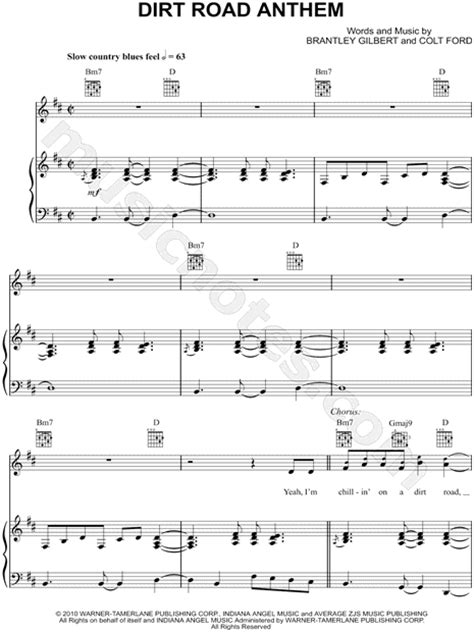 Jason Aldean Dirt Road Anthem Sheet Music In D Major Transposable