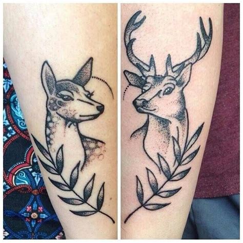 12 Awesome Buck And Doe Tattoo Designs Petpress Doe Tattoo Couple