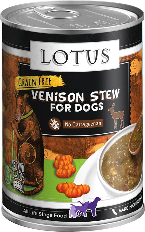 31 reviews 31 reviews 4.5 out of 5 stars. LOTUS Venison Stew Grain-Free Canned Dog Food, 12.5-oz ...