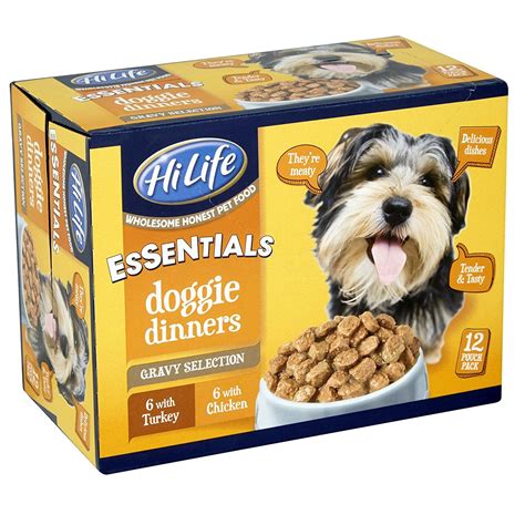 Additionally, it is made with 2 types of meat & fortified with omegas 3 & 6. HiLife Essentials Dog Food Gravy Selection Value Pack, '48 ...