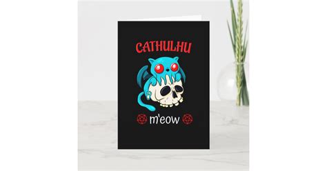 Cthulhu Cat Funny Horror Kawaii Cathulhu Meow Card Zazzle