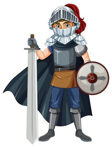Free Vector Knight Holding Sword Cartoon Character