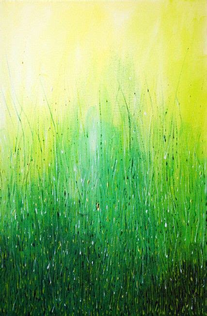 Green Abstract Acrylic Painting On Canvas Modern Grass
