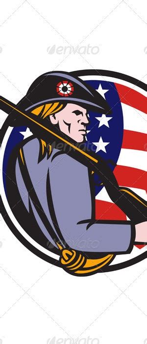 American Patriot Minuteman With Rifle And Flag By Patrimonio Graphicriver