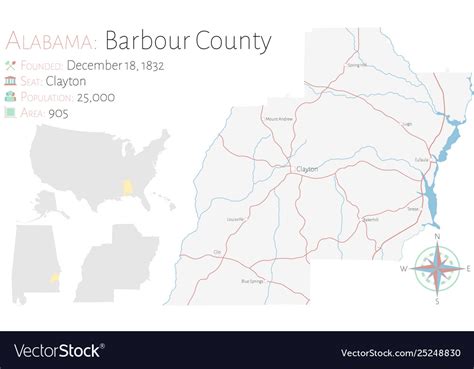 Map Barbour County In Alabama Royalty Free Vector Image