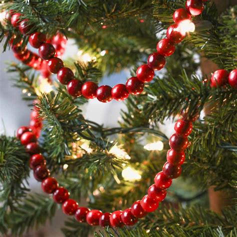 Burgundy And Cranberry Red Wooden Bead Garland Christmas Garlands