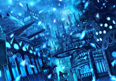 Blue City Art Luminos Manga Sakimori Fantasy City Anime Castle