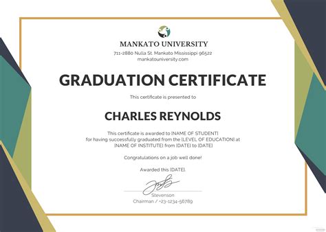 graduation certificate template  microsoft word
