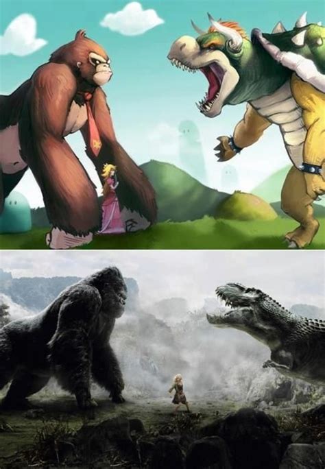Awesome Super Mario Art King Kong Vs Godzilla Cartoon Video Games