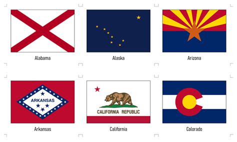 Printable High Resolution 50 U S State Flags With Names And Crop