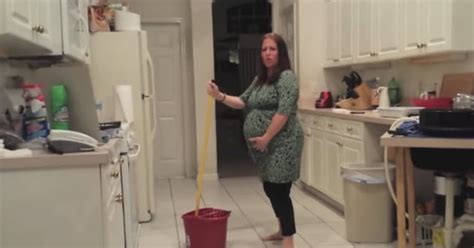 Pregnant Woman Dances With A Mop In The Kitchen Inner Strength Zone