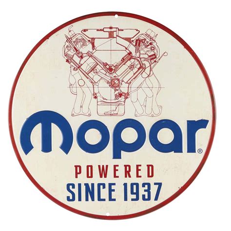 Buy Mopar Powered Since 1937 Round Embossed Metal Sign Vintage Mopar