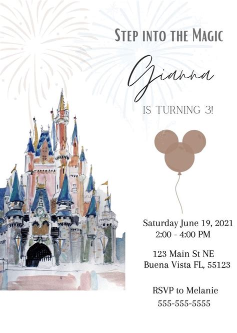 Editable Cinderellas Castle Birthday Invitation Fully Etsy