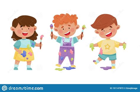 Playful Children Characters Coloring Book Cartoon Vector