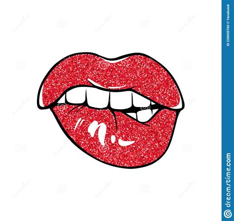 Sexy Lips Bite Ones Lip Lips Biting Female Lips With Red Lipstick