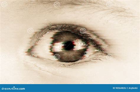 Eye Close Up With Glitch Effect Stock Photo Image Of Distortion