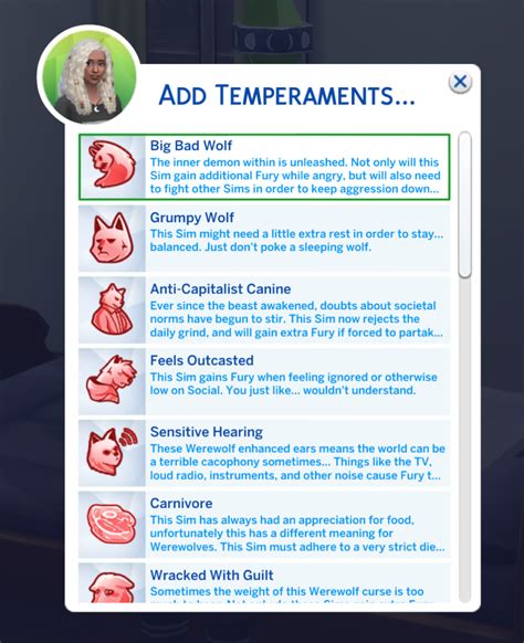 Sims 4 Change Werewolf Temperaments With Or Without Cheats Mods