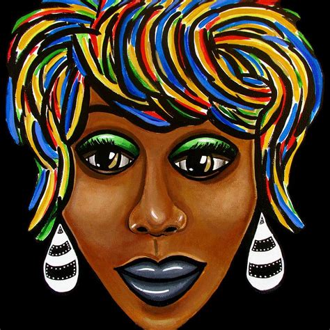 Abstract Black Woman Face Art Pop Art Colorful Afrocentric