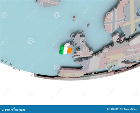 Ireland With Flag On Globe Stock Illustration Illustration Of Country