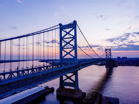 Ben Franklin Bridge At Just Before Sunrise Philadelphia