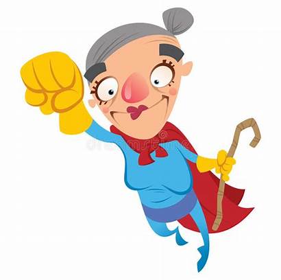 Grandma Super Cartoon Hero Woman Illustration Grandmother