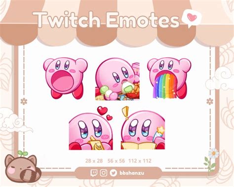 Kirby Twitch Discord Emotes Twitch Graphics Etsy