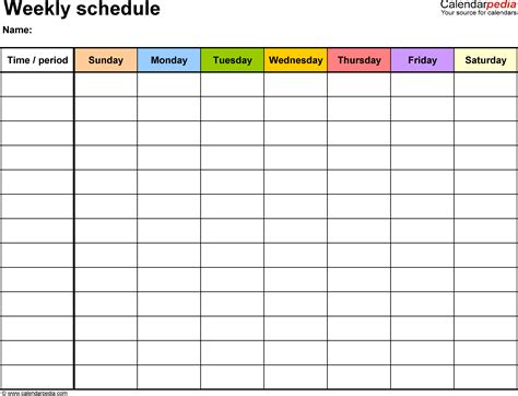 Free Weekly Schedule Templates for Word - 18 templates | Blank weekly calendar, Free weekly ...