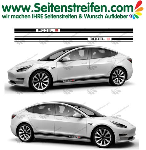 Tesla Model 3 Model Iii Side Stripes Graphics Decals Sticker Kit