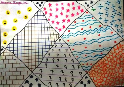 Pattern Art and Landscape Drawing by Grade 4 kids