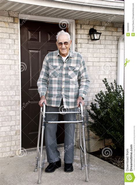 Elderly Man with Walker stock photo. Image of glasses - 18568000